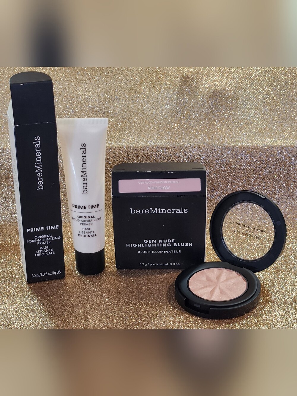 bareMinerals 2 Piece Set - Primer & Highlighting Blush - NIB